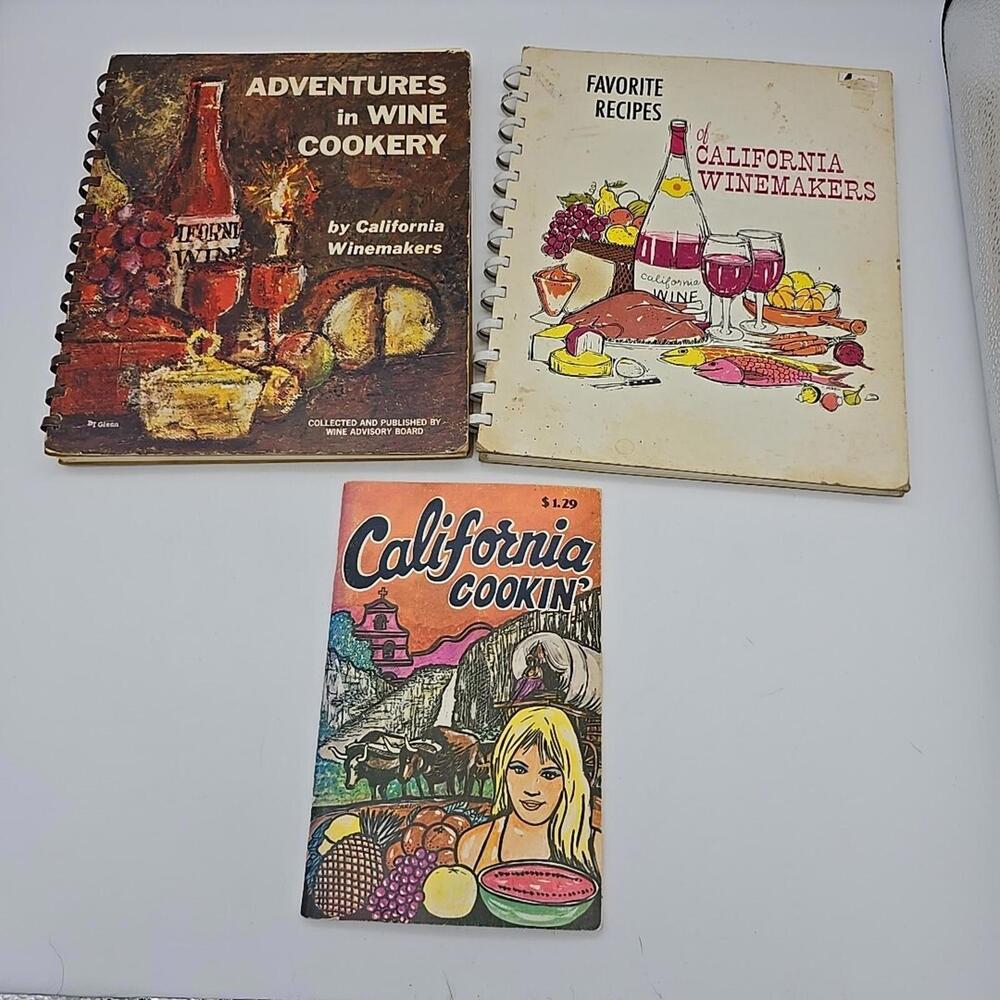 Vintage Lot of 3 Cookbook RECIPES OF CALIFORNIA WINEMAKERS